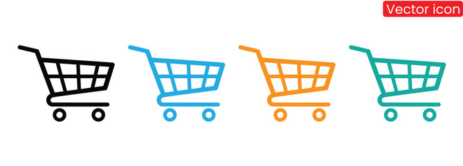 Vibrant shopping cart icons for e-commerce and retail applications © graphicsart.one