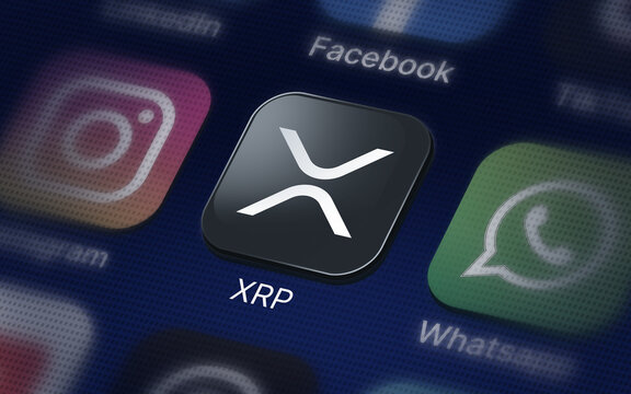 XRP Crypto logo on the smartphone