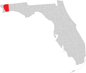 Fototapeta premium Santa Rosa County on the Map of Florida State Editable Vector