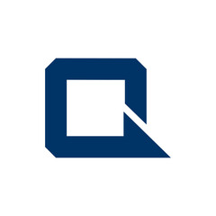 Geometric Squared Letter Q Monogram isolated with white background. 