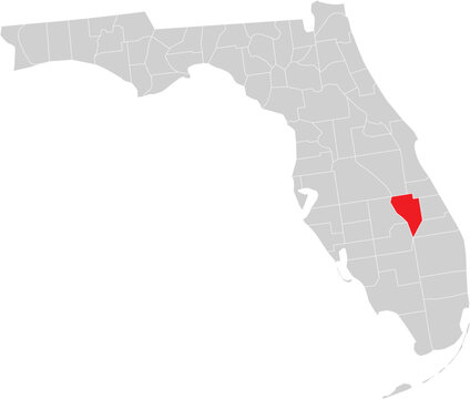 Okeechobee County on Map of Florida State Editable Vector