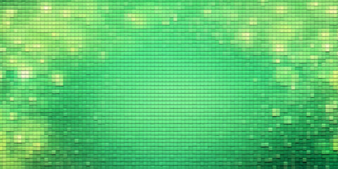 Abstract green background design featuring a digital pattern of textured squares and light blue lines on a grungy vintage paper backdrop