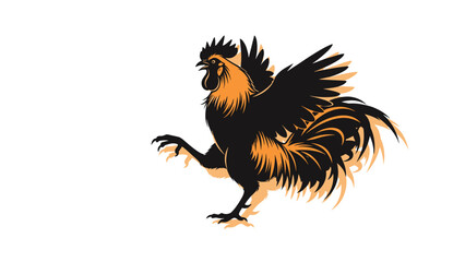 Obraz premium Black Rooster Silhouette with Orange Highlights.
