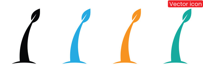 Modern set of four colorful leaf icons in a simple and elegant design, perfect for business or eco-friendly branding and visual identity projects.