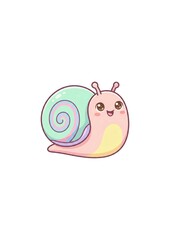 Adorable Pastel Snail Cartoon Character