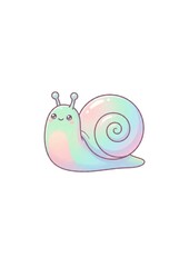 Cute Pastel Rainbow Snail Illustration