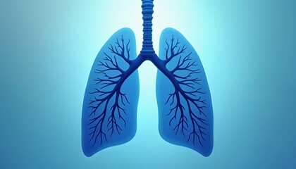 Abstract blue lungs graphic represents clean air and healthy breathing. This image visualizes respiratory wellness and organic life processes. Perfect for medical articles on lungs health.