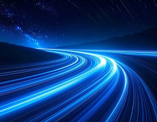 Illuminated roadway under a starlit night