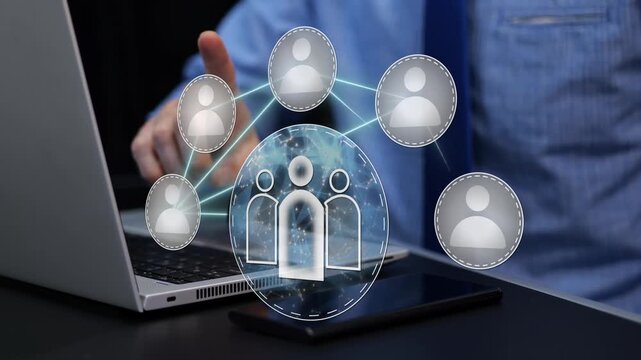 HR manager selecting the best job candidate among multiple applicants. Recruitment and hiring process concept with animation