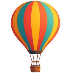 Fototapeta premium Vibrant hot air balloon with colorful stripes floating in the sky, perfect for travel and adventure themes