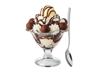 Decadent chocolate sundae with ice cream and truffles