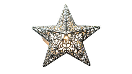 Obraz premium Ornate Silver Star Ornament with Warm Inner Glow on Black filigree