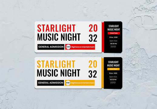 Music Event Ticket Mockup Set