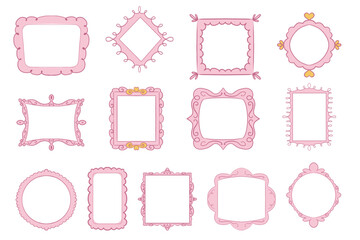 Estores personalizados con tu foto Princess frame mirror set line fairy. Whimsical cute doodle mirrors with crown for baby princess. Collection elegant pastel decor.