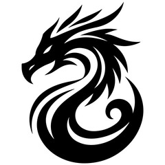 black dragon vector and white background 