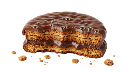 Decadent chocolate cake with layers and crumbs