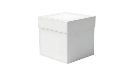 Fototapeta premium White Square Gift Box with Lid on Black Background white box square box