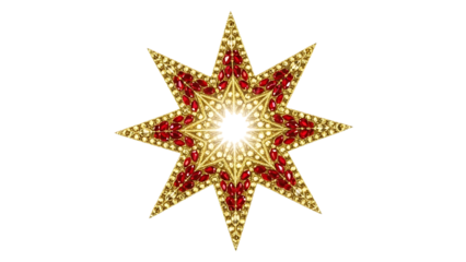 Golden star with red accents and white center