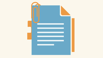 Blue Document with Paperclip and Binder.