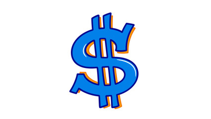 Blue Dollar Sign Symbol Financial Icon.