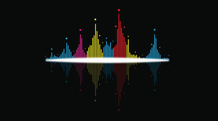 Vibrant sound wave visualization on Transparent  background, ideal for music and technology themes.