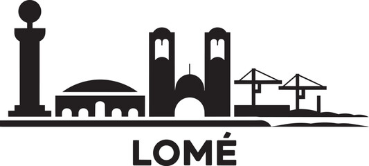 Fototapeta premium Lome city skyline silhouette with port and lighthouse