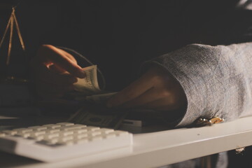 Businesswoman and Male lawyer or judge consult and conference having team meeting with client at law firm in office, Law and Legal services concept