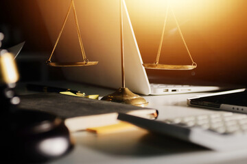 Businesswoman and Male lawyer or judge consult and conference having team meeting with client at law firm in office, Law and Legal services concept