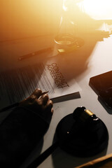 Businesswoman and Male lawyer or judge consult and conference having team meeting with client at law firm in office, Law and Legal services concept