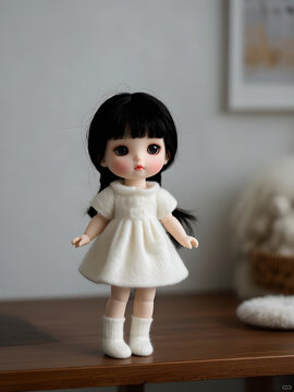 felted cute blythe model vintage doll girl toy black hair