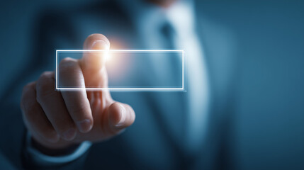 digital touch interface, business technology selection, virtual button press
