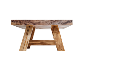 A single vintage brown wooden table an empty retro furniture object isolated on a blank white background