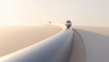 Smooth Metallic Lines with Spheres on Minimalistic Background