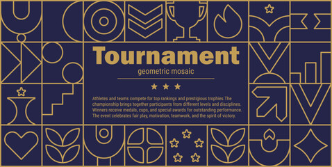 Employee trophy tournament mosaic pattern for office appreciation day background line.