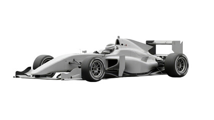Obraz premium Isolated monochromatic formula race car shows speed and design on white, reflecting the competitive spirit of winter sport.