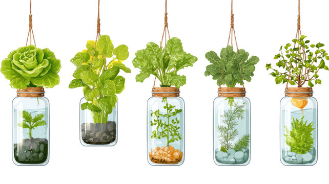 Potted fresh organic herbs and garden vegetables like parsley and basil in a basket isolated on a white background create a healthy aromatic ingredient mix - Powered by Adobe