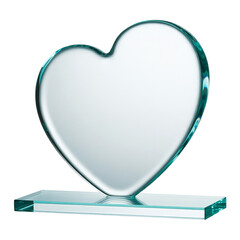 Winner glass trophy png, Clear Heart Shaped Trophy