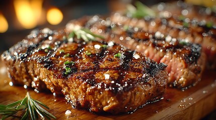 Medium rare steak seared crust juicy interior images