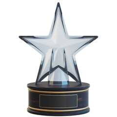 Winner glass trophy png, Crystal Star Trophy on Wooden Base