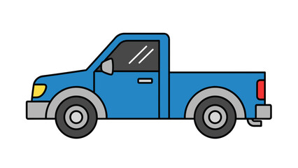 Fototapeta premium Blue Pickup Truck Side View Illustration.