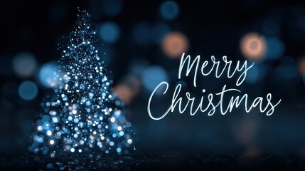 Merry christmas tree with bo lights background