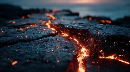 Molten lava flowing dark volcanic rocks wallpapers