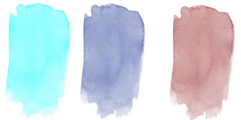 Vibrant watercolor paint swatches teal deep blue crimson red artistic brushstrokes on black for abstract texture design