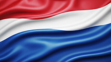 Waving Abstract Flag with Horizontal Red White and Blue Stripes Soft Focus Background