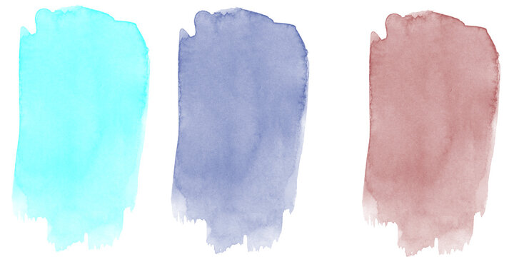 Vibrant watercolor paint swatches teal deep blue crimson red artistic brushstrokes on black for abstract texture design