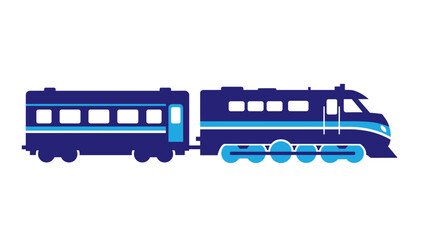 Blue Train Engine and Coach Illustration. © abbas