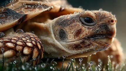 Old tortoise walking damp earth wet shell images