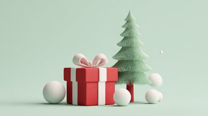 A christmas tree with a gift box and eggs