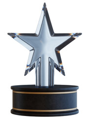 Winner glass trophy png, Crystal Star Trophy on Wooden Base