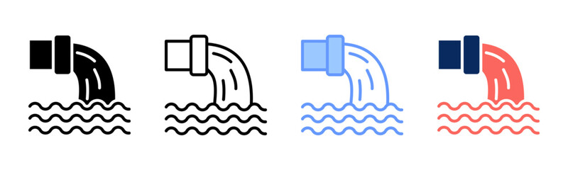 Drain icon set multiple style collection